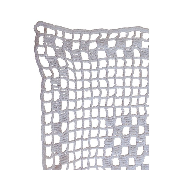 Vintage Grandma's Hand Crochet 14" Square Doily Handmade White Table Topper - Picture 6 of 7